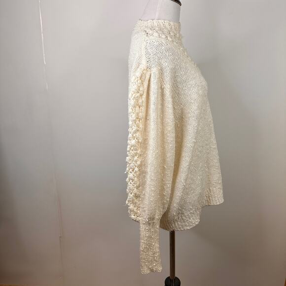 Bonnie Lee Division of LeRoy Vintage Cream Crochet Boucle Sweater Size 44 - Picture 2 of 10